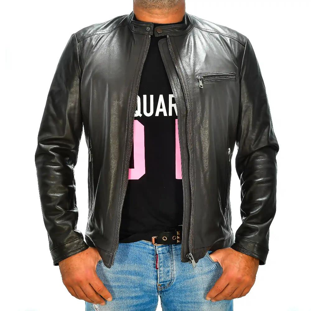 Firenze Artegiani Chaqueta De Hombre De Piel Auténtica