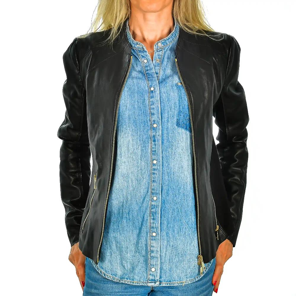 Firenze Artegiani Chaqueta Entallada De Mujer De Piel Auténtica