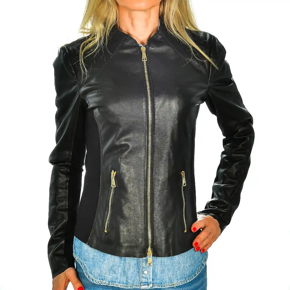 Firenze artegiani Chaqueta entallada de mujer de piel auténtica