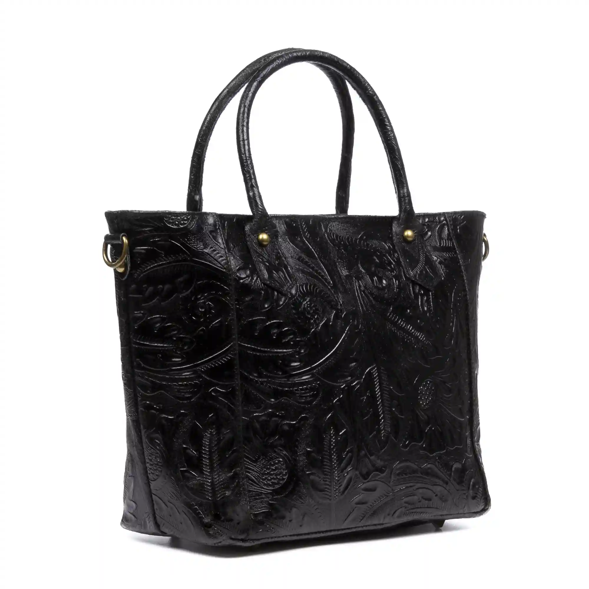 Firenze Artegiani Donna Bolso Tote Mujer. Piel Auténtica Gamuza Grabado Arabesco