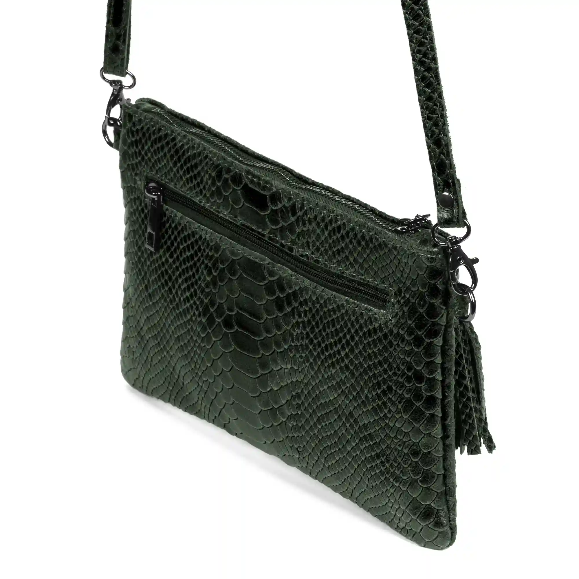 Firenze Artegiani Ermine Bolso Bandolera Mujer.Piel Auténtica Gamuza Grabado Serpiente