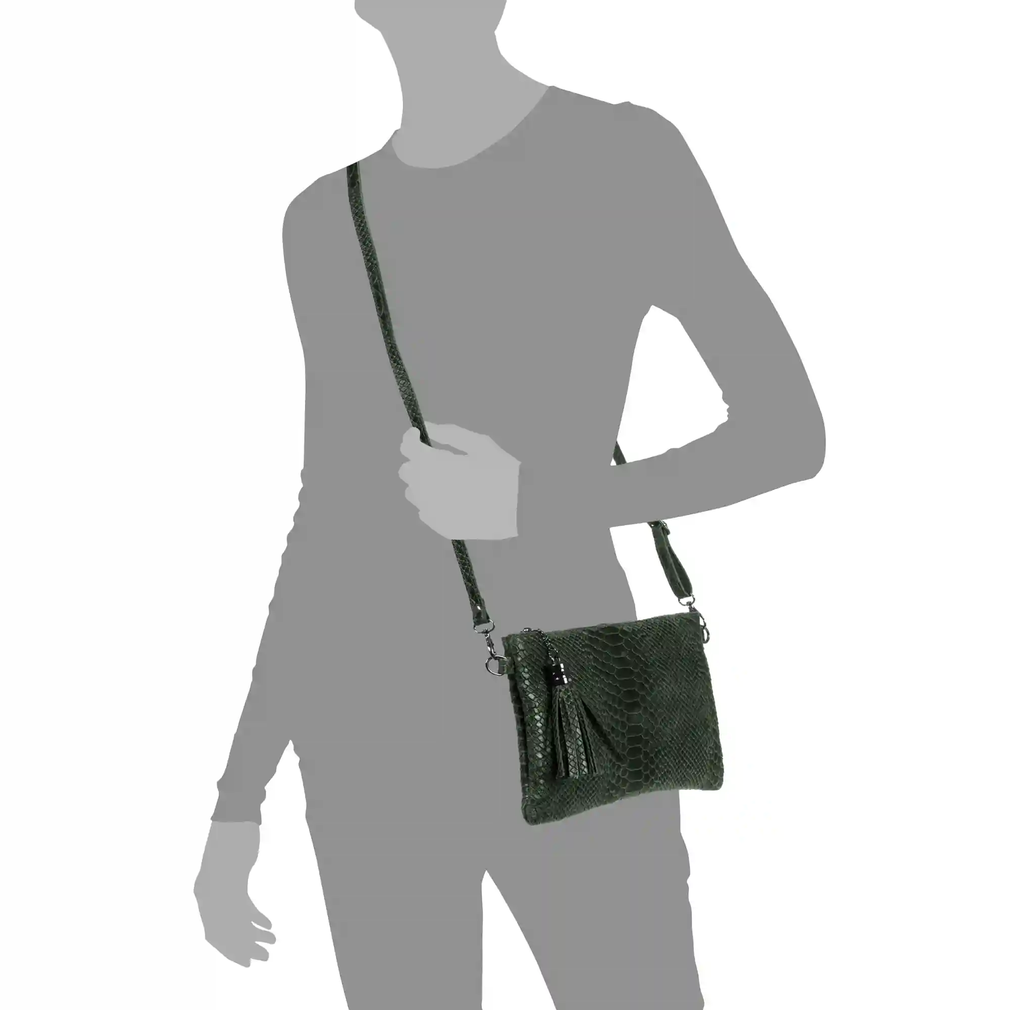 Firenze Artegiani Ermine Bolso Bandolera Mujer.Piel Auténtica Gamuza Grabado Serpiente