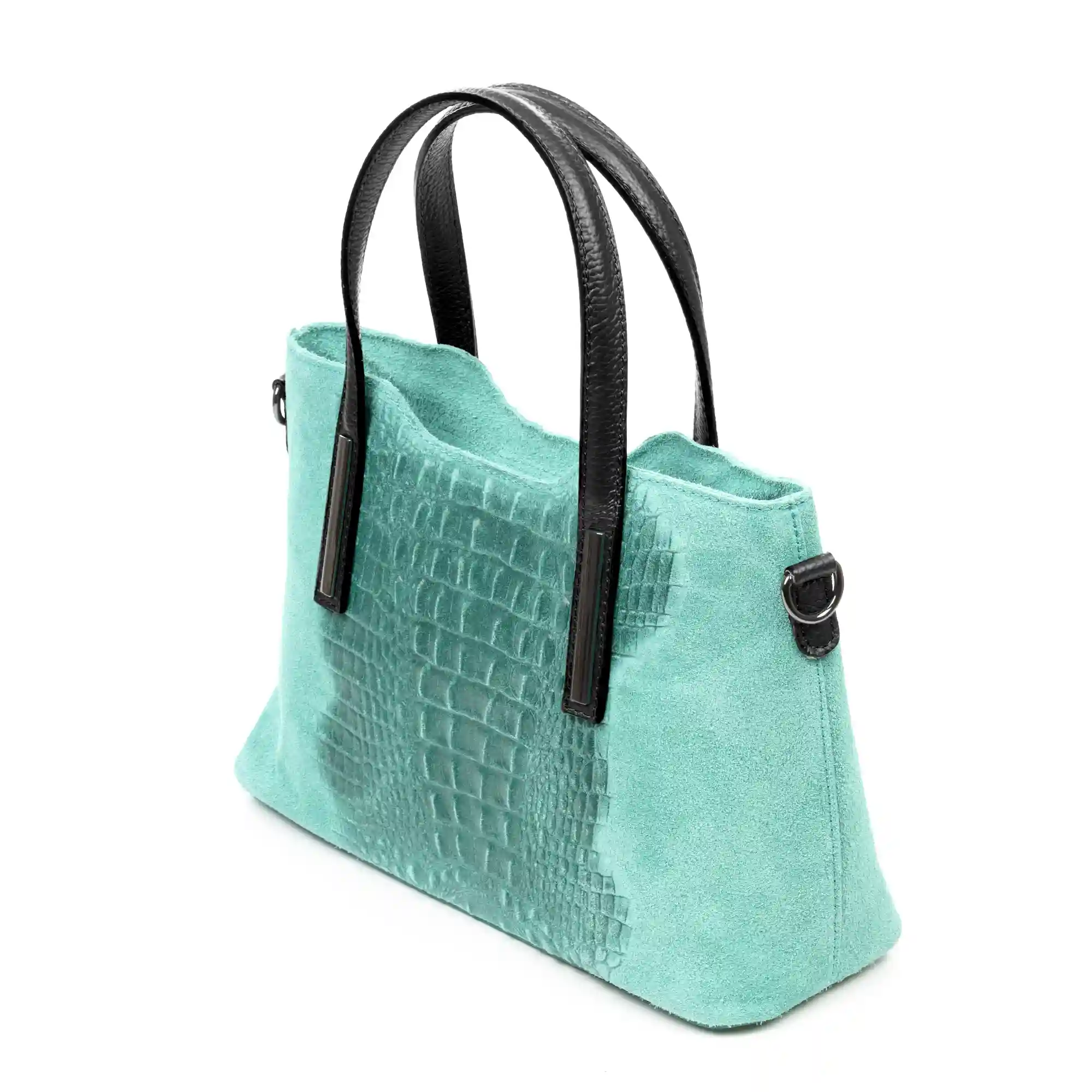 Firenze Artegiani Fiesole Bolso Tote Mujer. Piel Auténtica Gamuza Grabado Cocodrilo