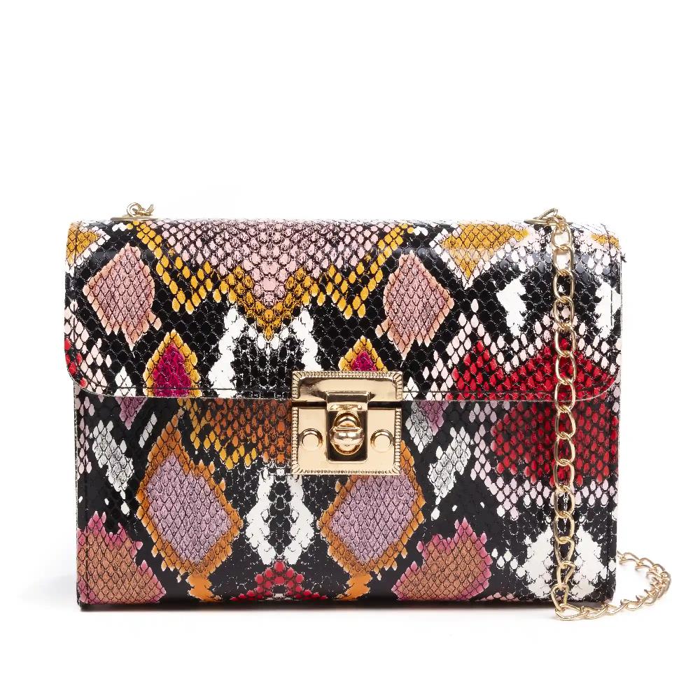 Firenze artegiani Foglio bolso bandolera mujer. Estampado pitón multicolor