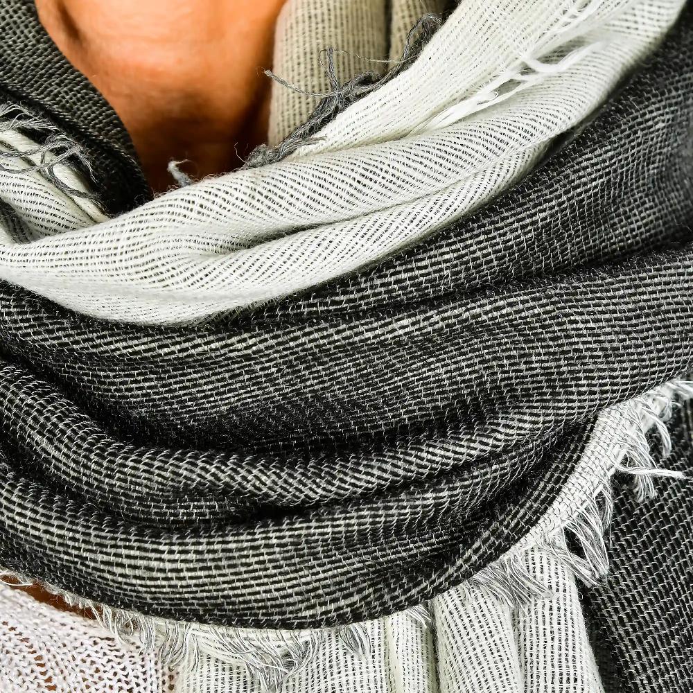 Firenze Artegiani Fular Bufanda Bicolor Doble Solapa Modal Y Lana. Made In Italy