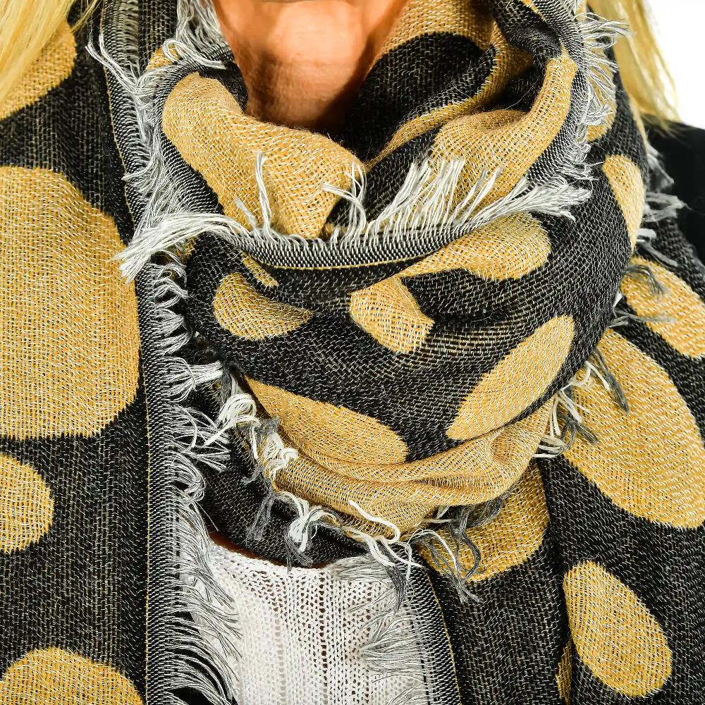 Firenze Artegiani Fular Bufanda Con Diseño Circulos Doble Solapa Modal Y Lana. Made In Italy