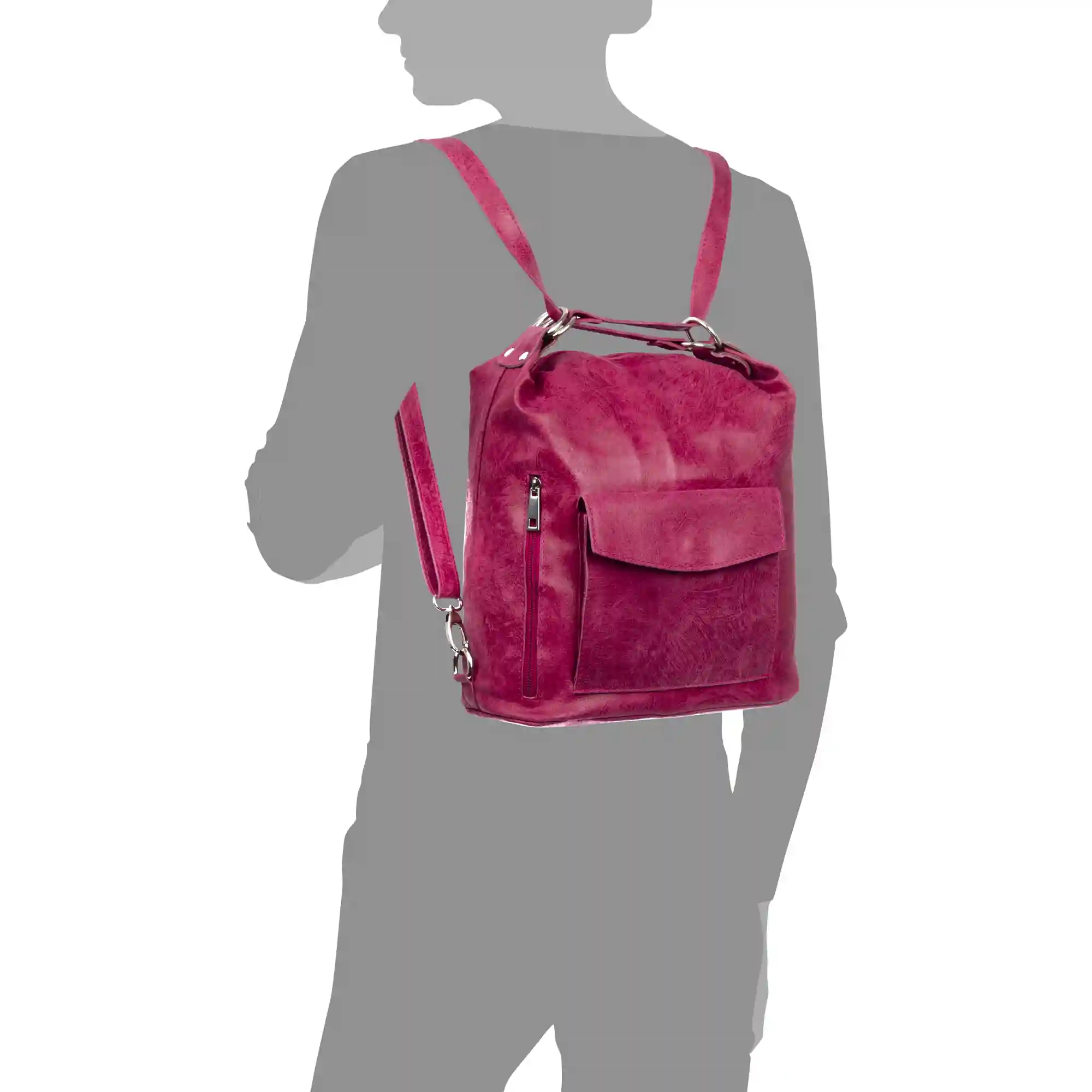 Firenze Artegiani Irene Bolso De Hombro Mujer. Piel Auténtica Gamuza Lavado A La Piedra