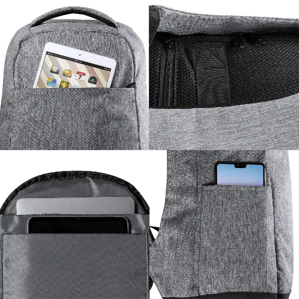 Firenze Artegiani Mochila Antirrobo Conexión USB. Bolsillo Acolchado Para Portátil Y Tablet. Parte Trasera Y Cintas Acolchadas