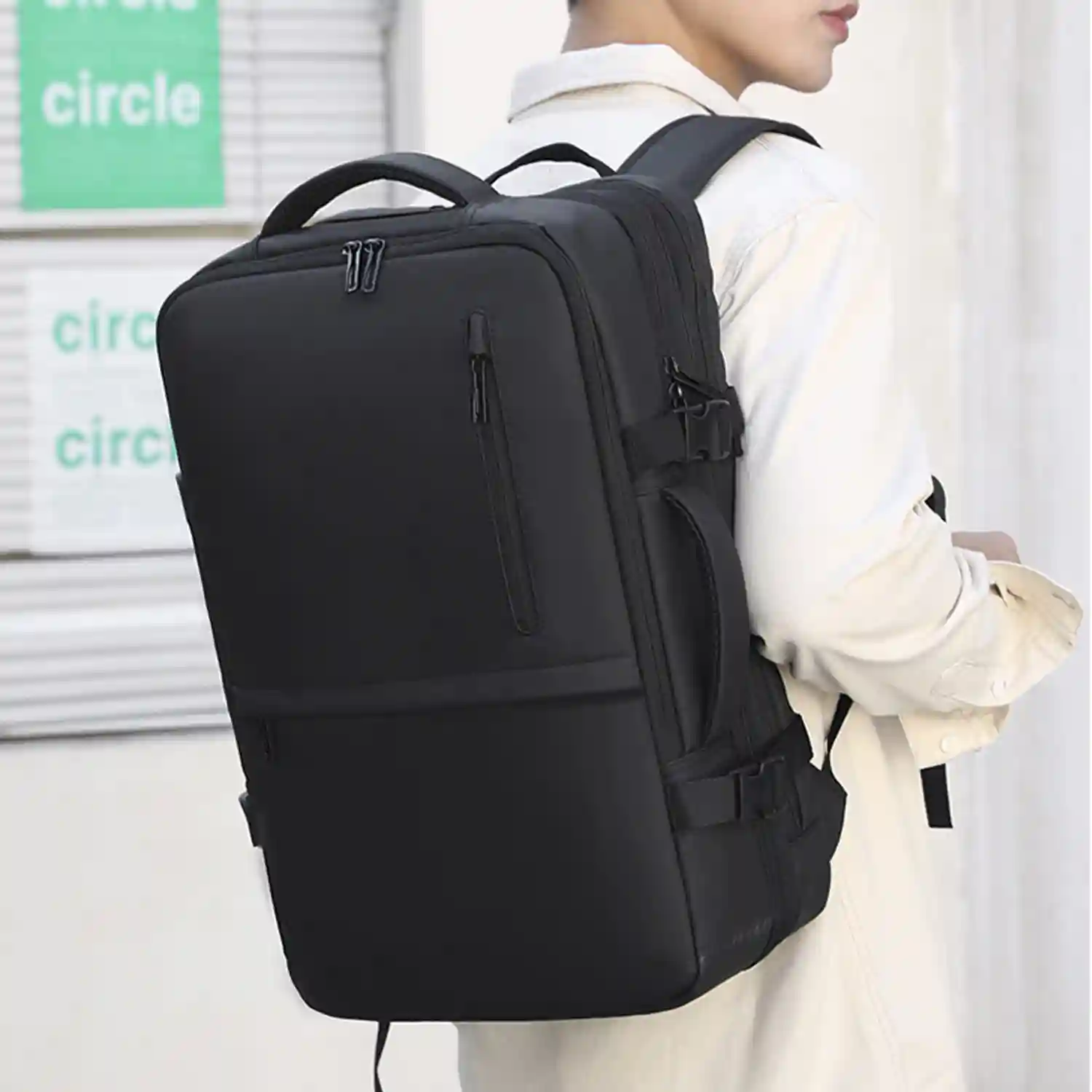 Firenze Artegiani Mochila Expandible Viaje Cabina De Gran Resistencia Con Multicompartimento Y Conexión USB