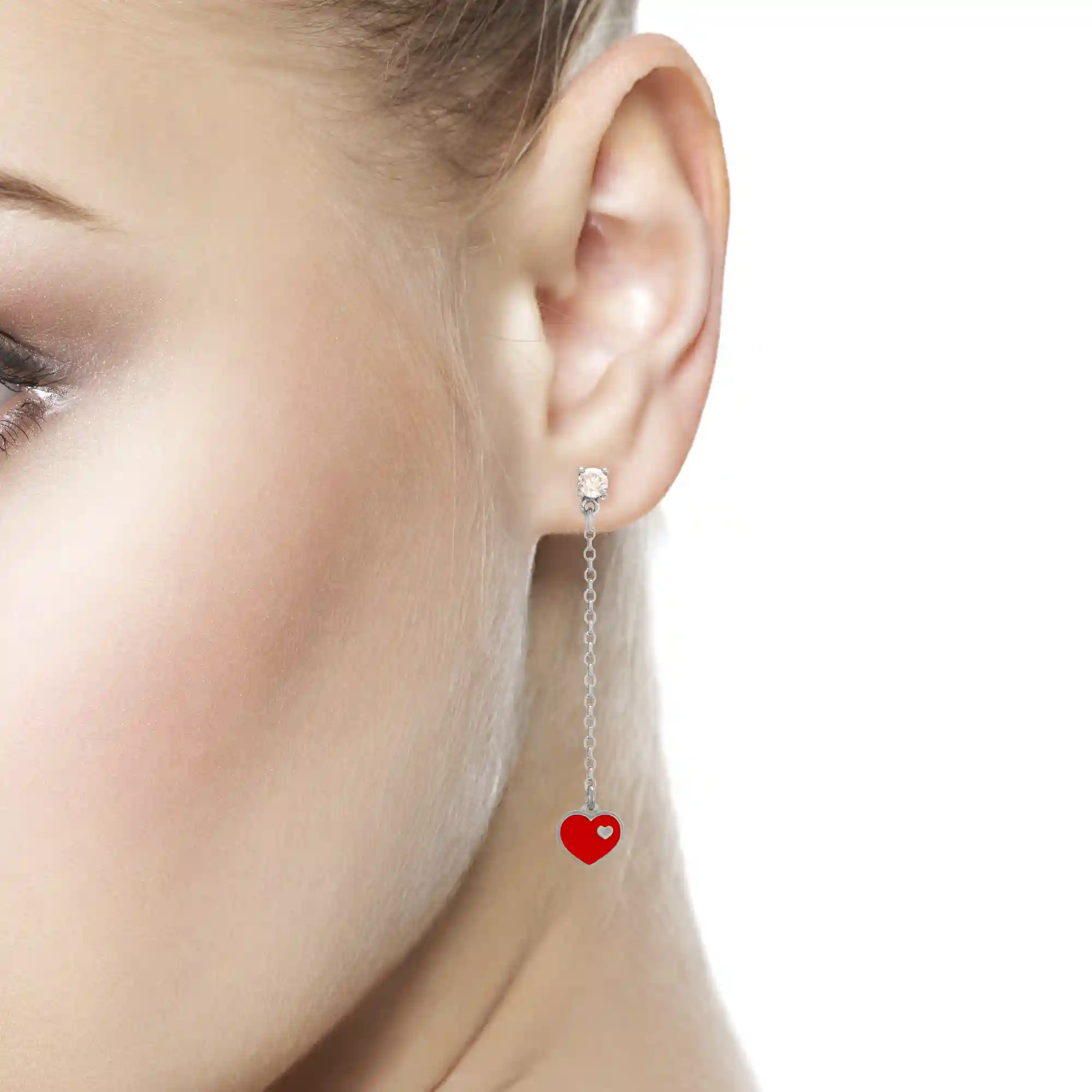 Firenze Artegiani Pendiente De Plata De Ley 925 Colgante Con Corazón Esmaltado