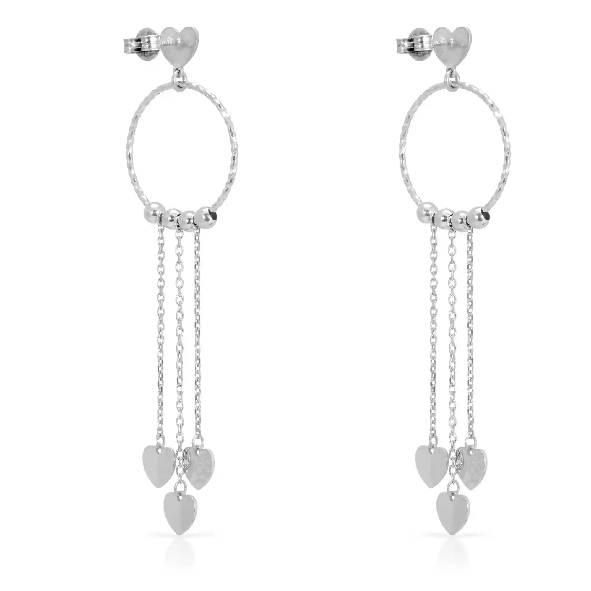 Firenze Artegiani Pendiente De Plata De Ley 925 Con Aro Y Tres Corazones