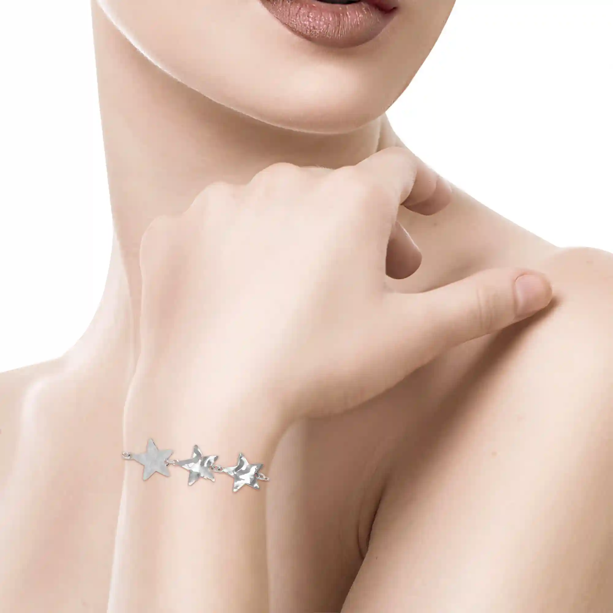 Firenze Artegiani Pulsera De Plata De Ley 925 Con Tres Estrellas