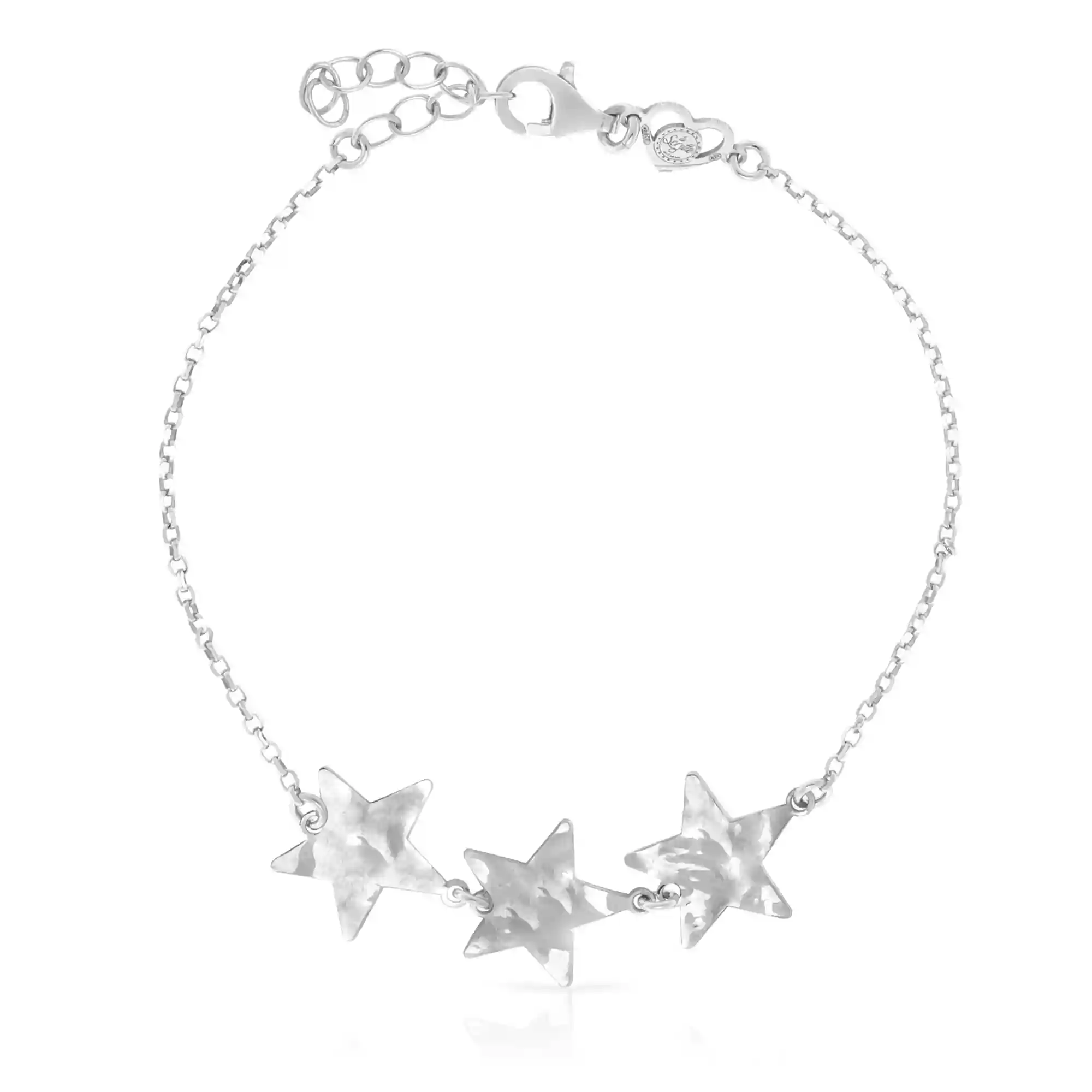 Firenze artegiani Pulsera de Plata de Ley 925 con tres estrellas