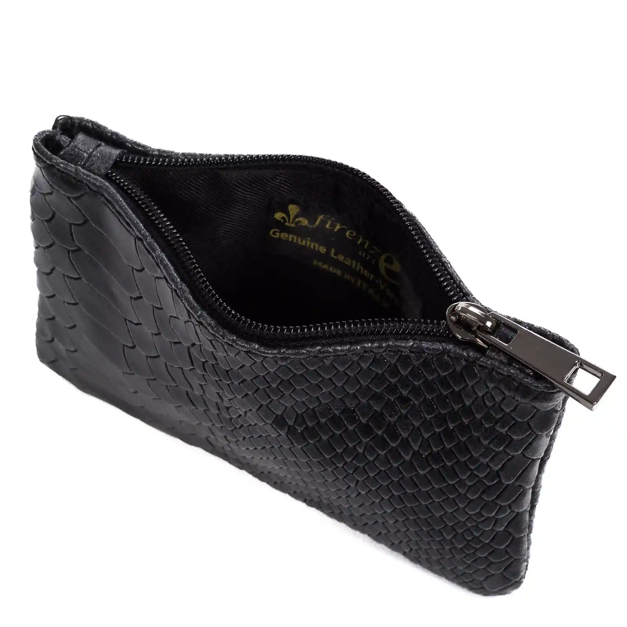 Firenze Artegiani Seconda Cartera Mujer Mujer.Piel Auténtica Gamuza Grabado Serpiente