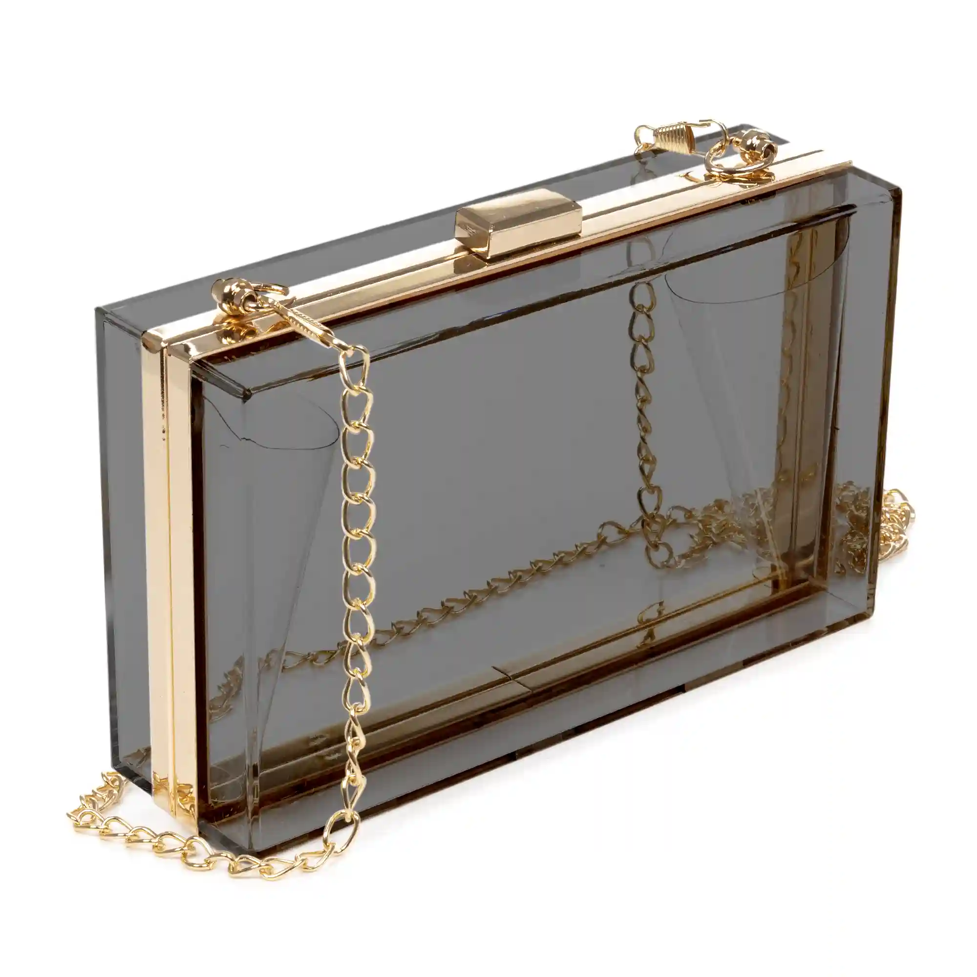 Firenze Artegiani Villalfonsina Bolso Clutch De Mano De Metacrilato Transparente Con Cadena