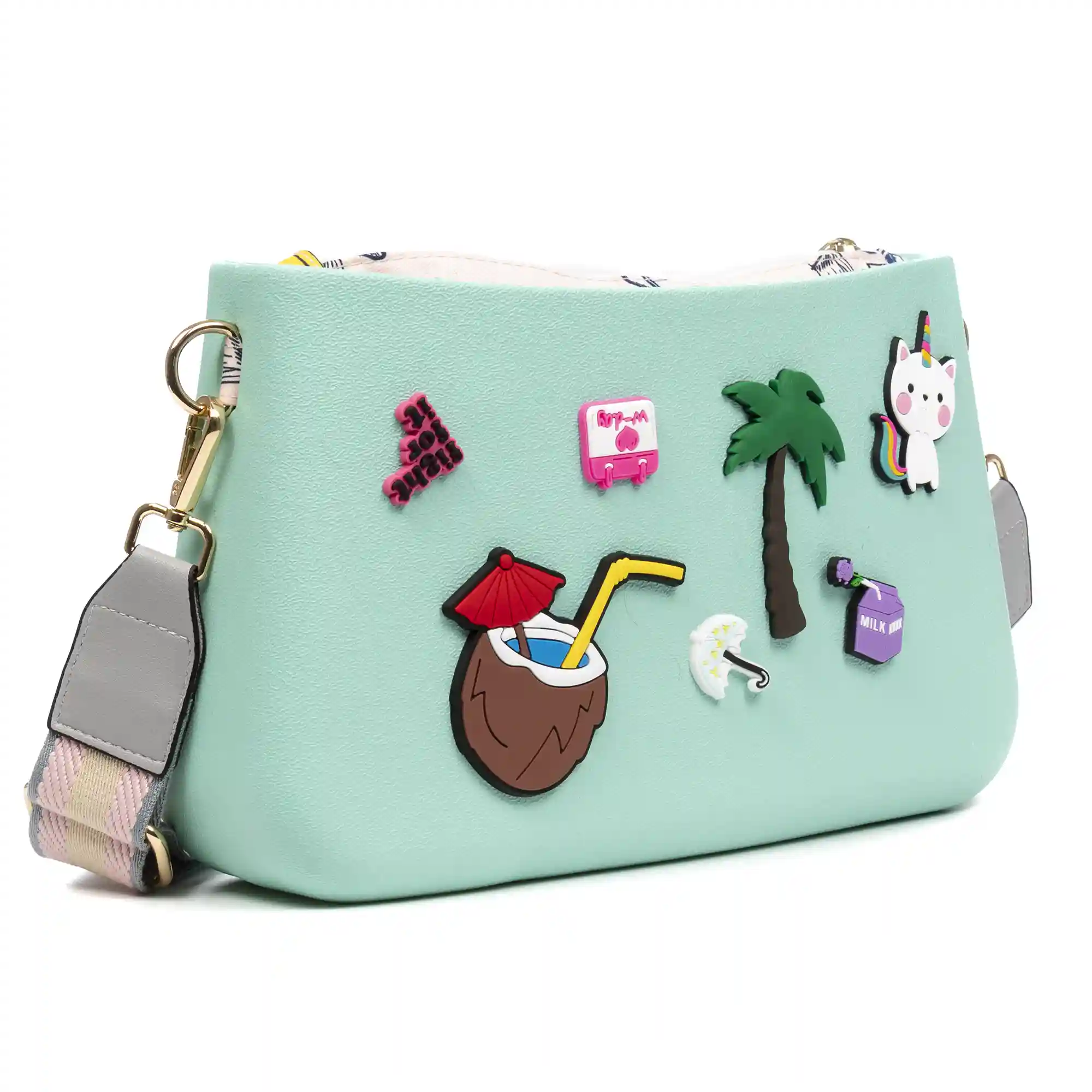 Firenze Artegiani Villareggia Bolso Bandolera De Goma Eva Con Correa Ajustable Y Bolsa Interior Estampada. Correa Y Bolsa Interior Intercambiables