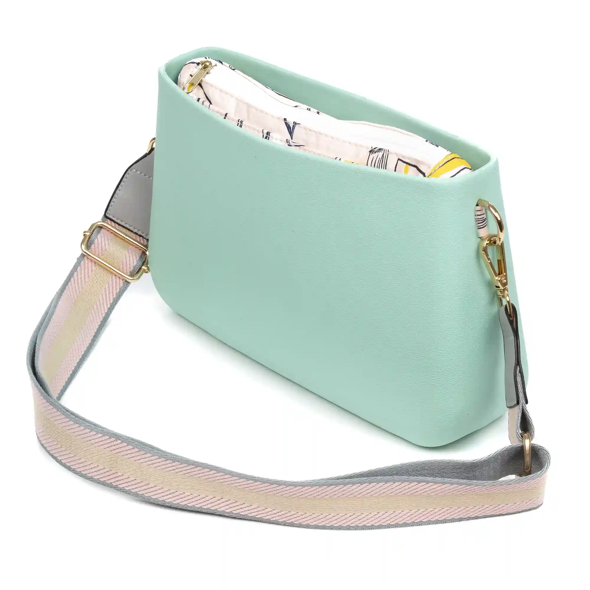 Firenze Artegiani Villareggia Bolso Bandolera De Goma Eva Con Correa Ajustable Y Bolsa Interior Estampada. Correa Y Bolsa Interior Intercambiables