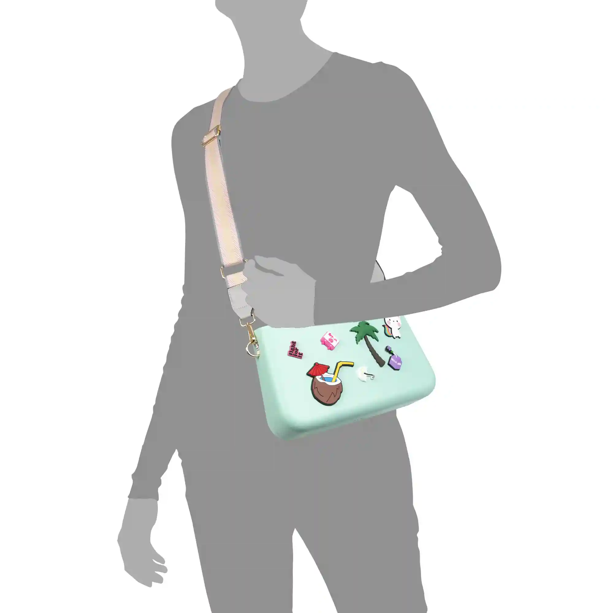 Firenze Artegiani Villareggia Bolso Bandolera De Goma Eva Con Correa Ajustable Y Bolsa Interior Estampada. Correa Y Bolsa Interior Intercambiables