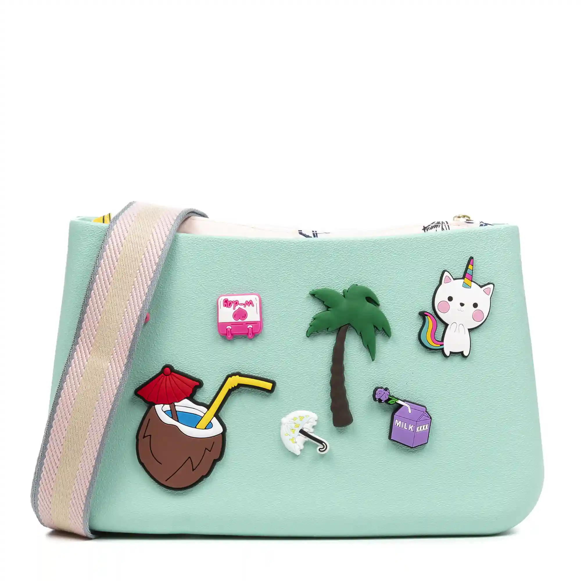 Firenze artegiani Villareggia bolso bandolera de goma eva con correa ajustable y bolsa interior estampada. Correa y bolsa interior intercambiables