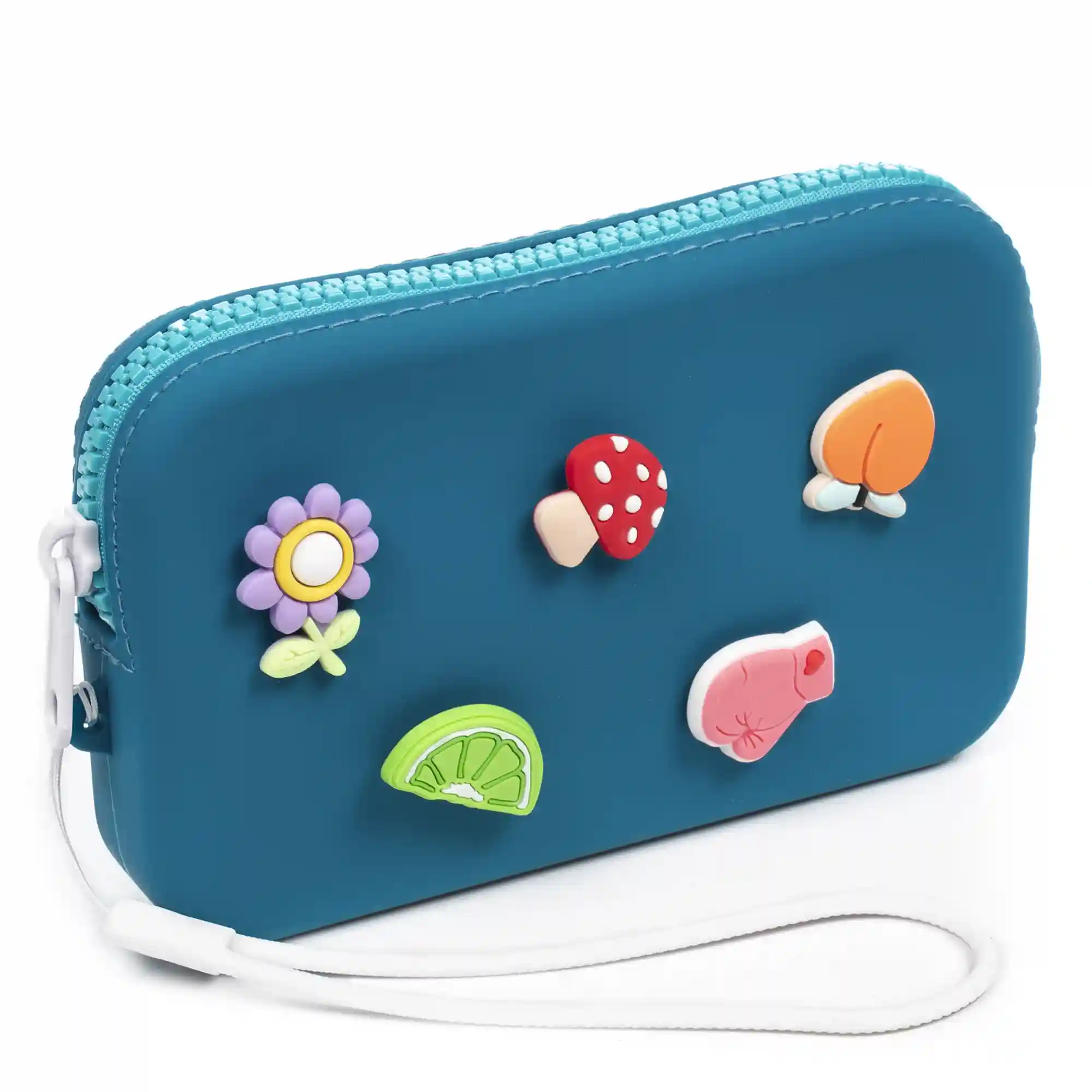 Firenze artegiani Villaverla monedero / bolso de mano con asa de silicona y asa flexible. Charms decorativos intercambiables