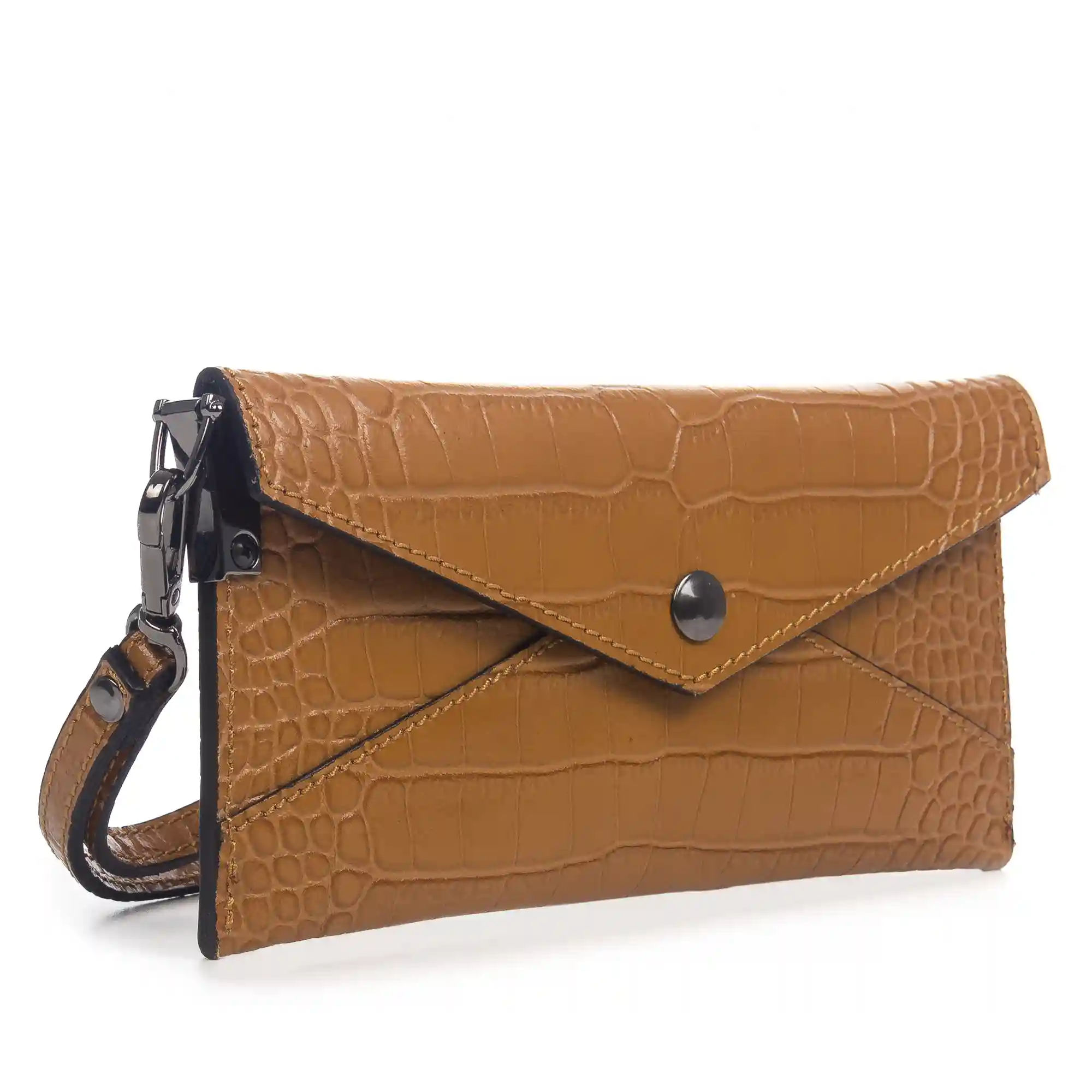 Firenze Artegiani Viola Cartera Mujer Mujer.Piel Auténtica Crosta Grabado Cocodrilo