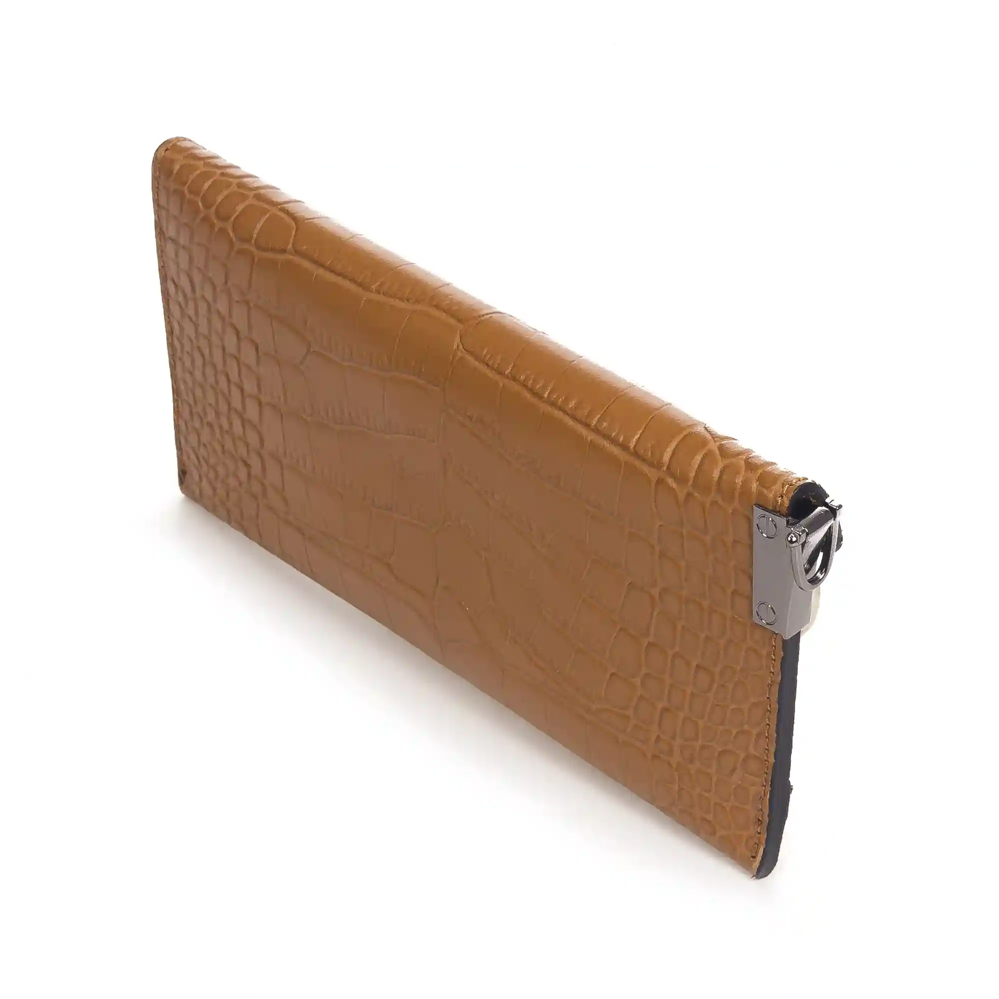 Firenze Artegiani Viola Cartera Mujer Mujer.Piel Auténtica Crosta Grabado Cocodrilo