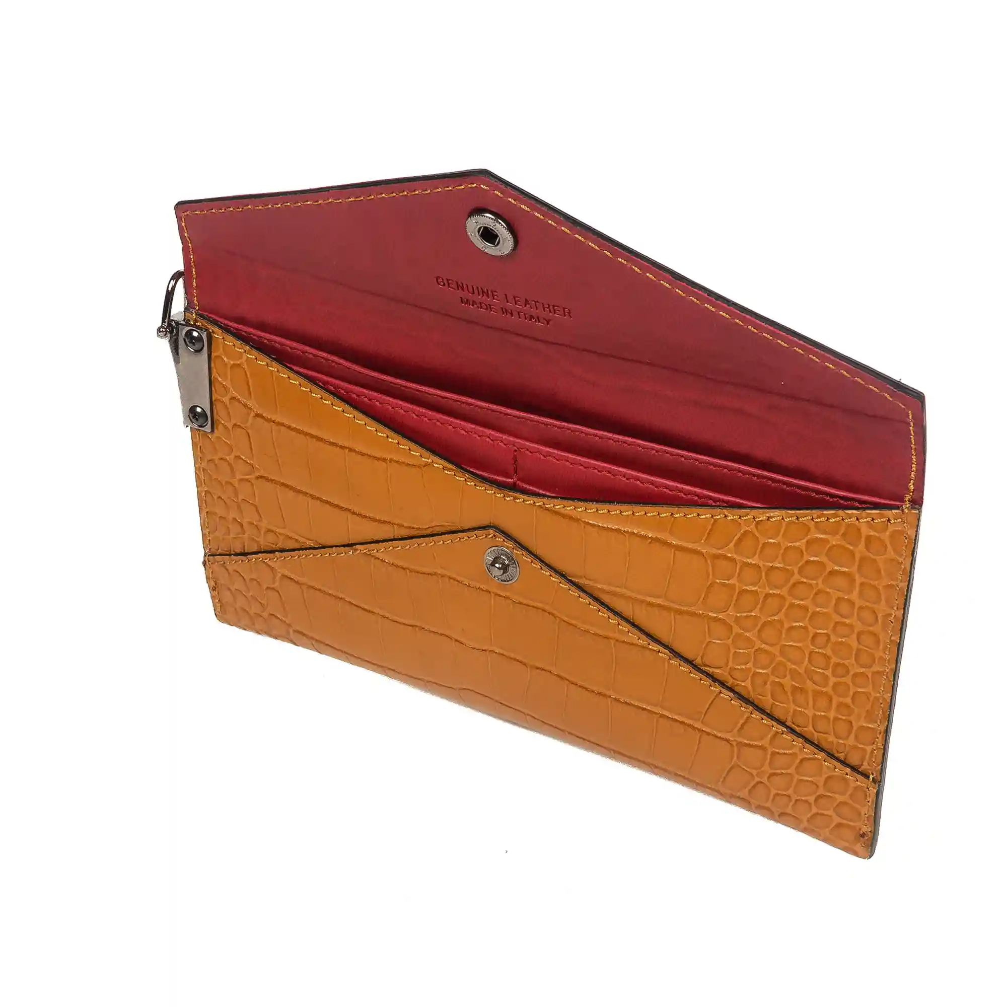 Firenze Artegiani Viola Cartera Mujer Mujer.Piel Auténtica Crosta Grabado Cocodrilo