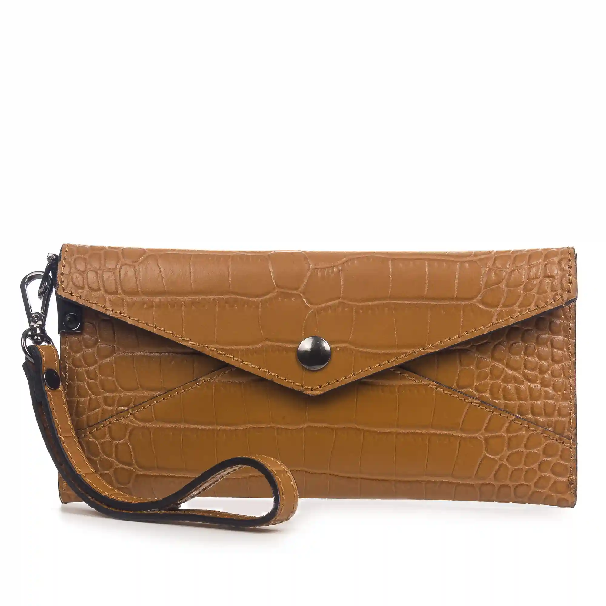 Firenze artegiani Viola Cartera Mujer Mujer.Piel auténtica Crosta Grabado Cocodrilo