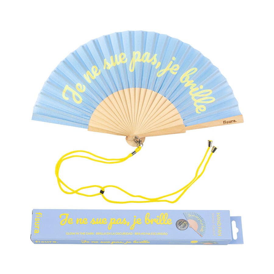 Fisura Abanico “je ne sue pas je brille” azul (brilla en la oscuridad)