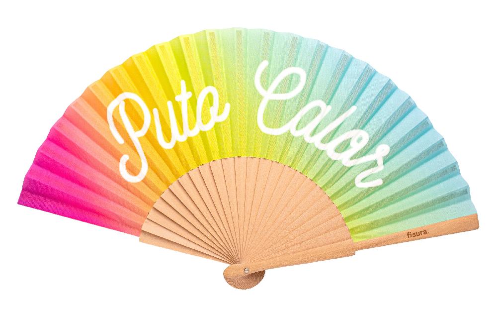 Fisura Abanico "Puto calor" arcoíris (brilla en la oscuridad)