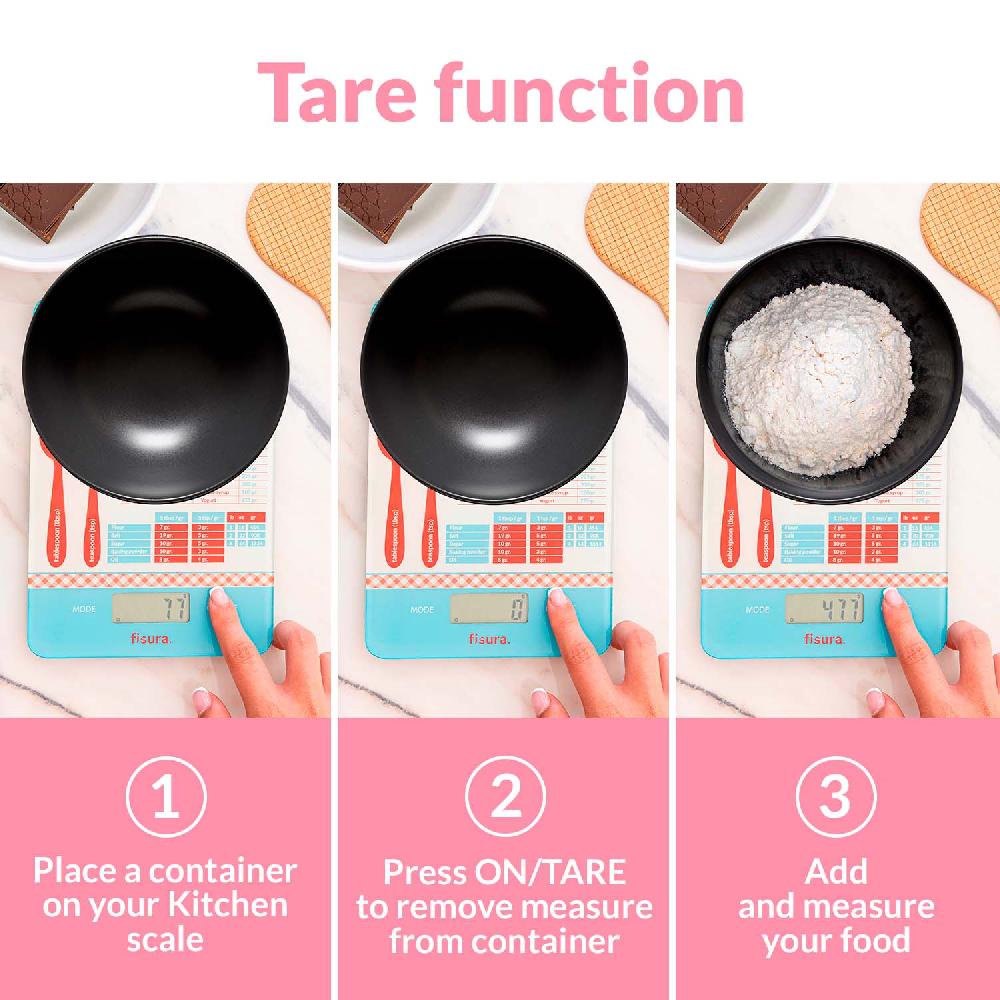 Fisura Báscula Digital De Cocina Con Estampado de Medidas De Repostería