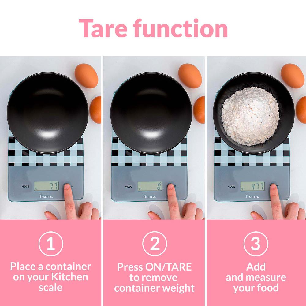 Fisura Báscula Digital De Cocina Con Estampado Vichy Negro