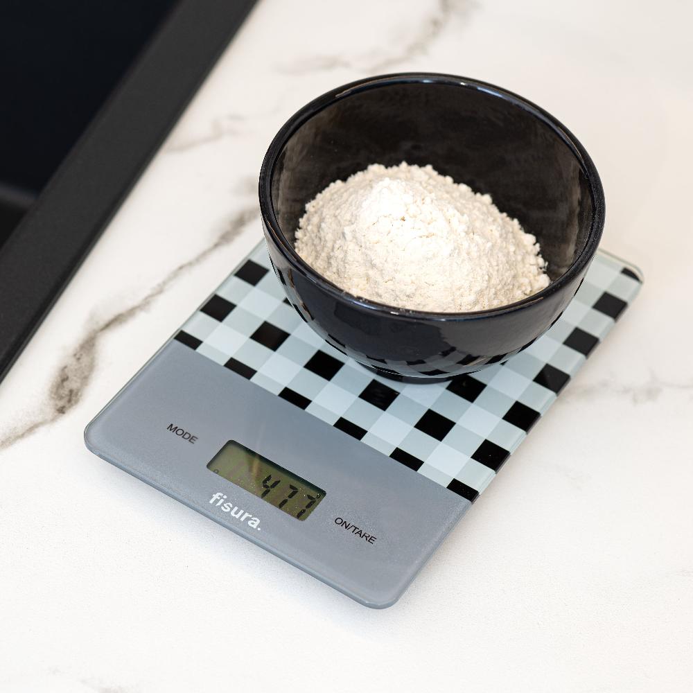 Fisura Báscula Digital De Cocina Con Estampado Vichy Negro