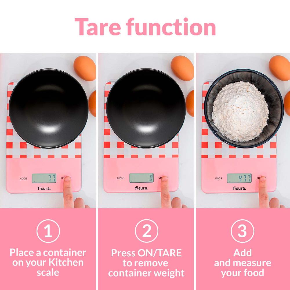 Fisura Báscula Digital De Cocina Con Estampado Vichy Rojo