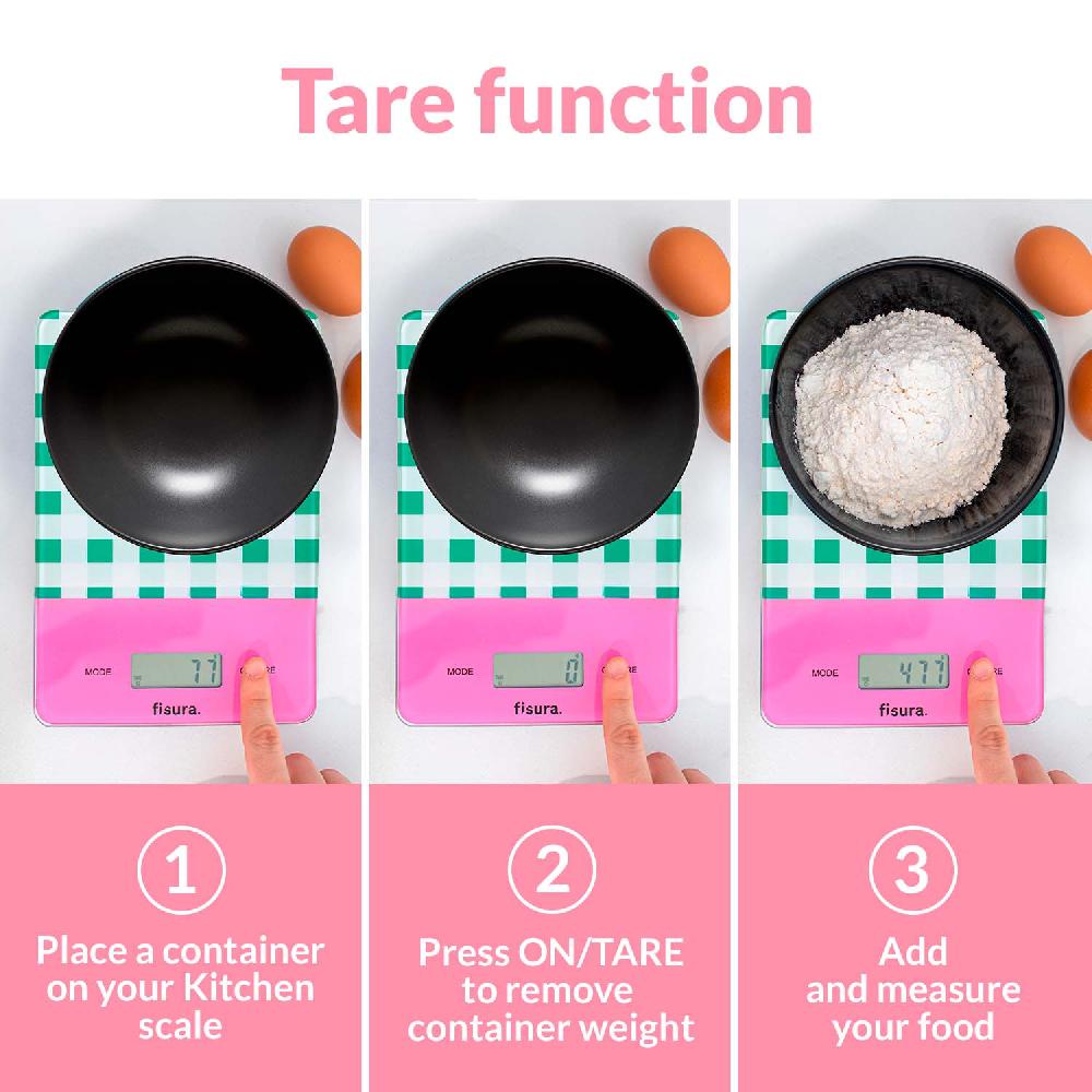 Fisura Báscula Digital De Cocina Con Estampado vichy Verde