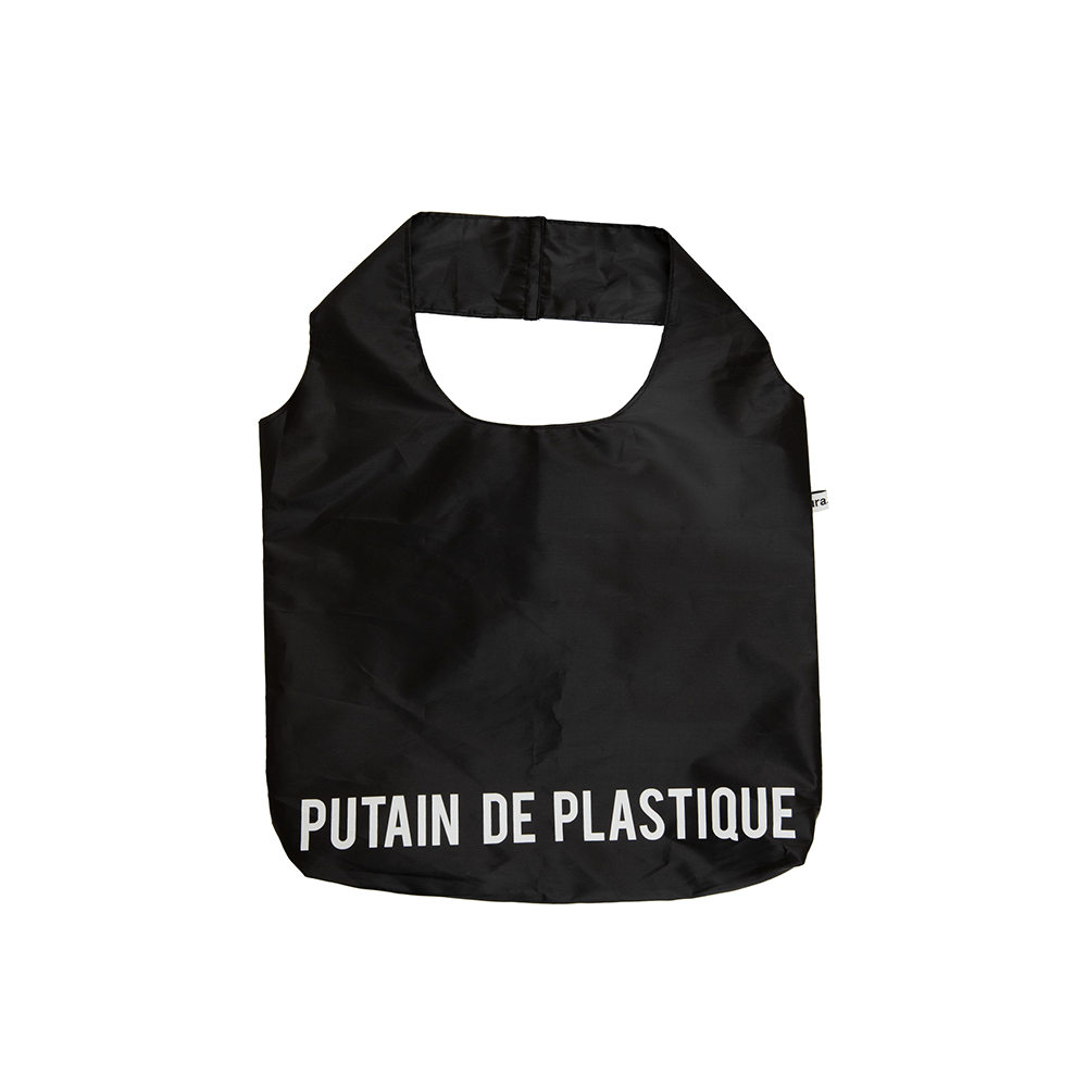 Fisura Bolsa Reutilizable "Putain de plastique" Negro/Blanco