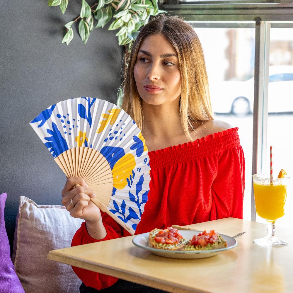 Fisura Abanico "flores" Azul Y Amarillo