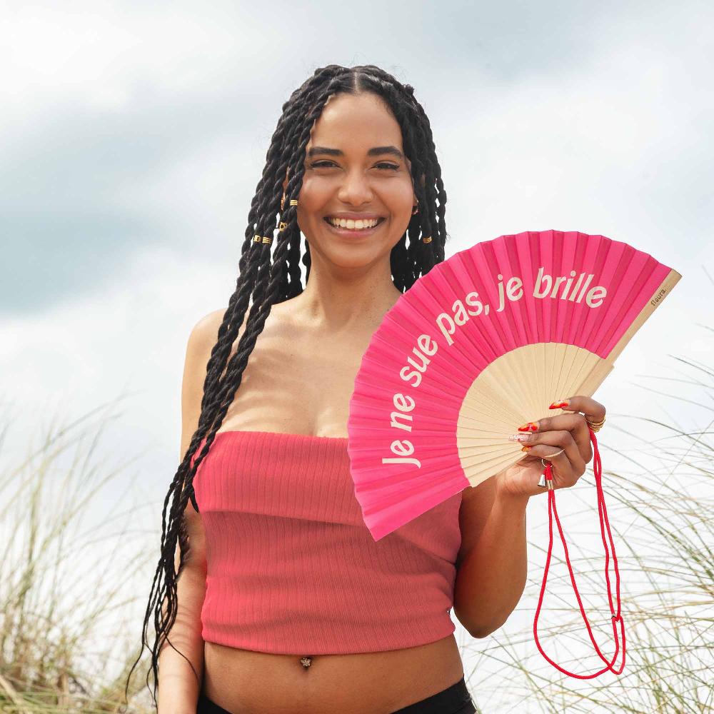 Fisura Abanico "Je Ne Sue Pas Je Brile" Rosa
