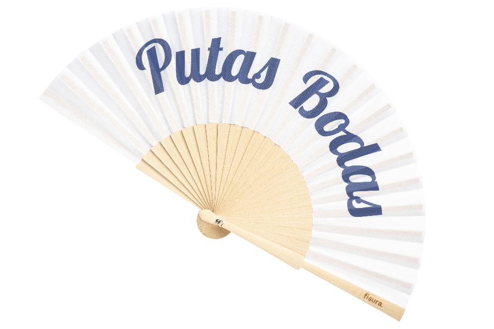 Fisura Abanico "Putas Bodas" Blanco Y Azul