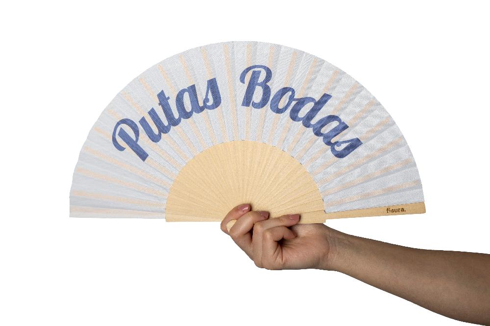 Fisura Abanico "Putas Bodas" Blanco Y Azul