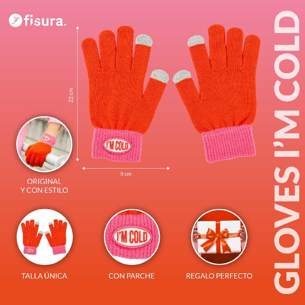 Fisura Guantes "I'm Cold" Rojo Y Rosa