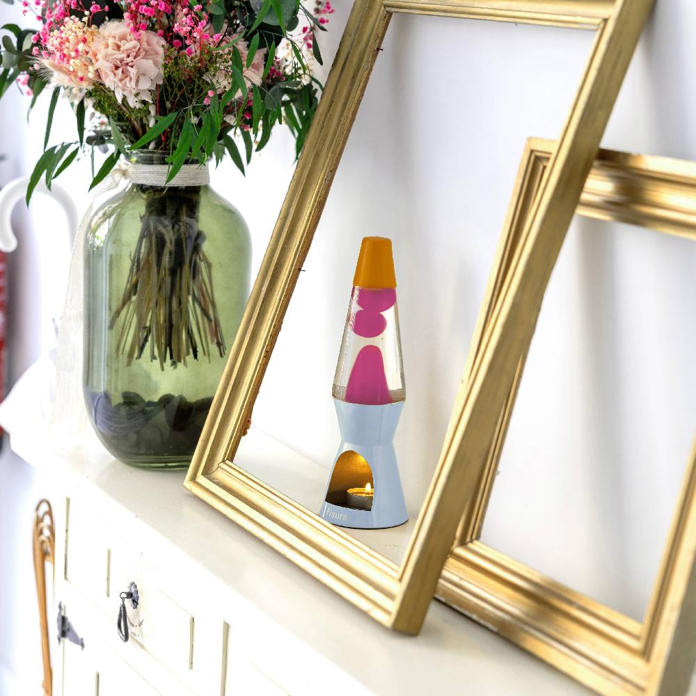 Fisura Lámpara De Lava Vela Naranja Rosa Y Azul