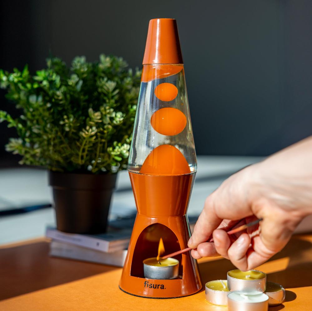 Fisura Lámpara De Lava Vela Terracota