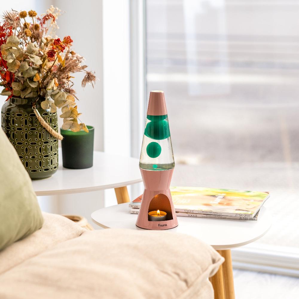 Fisura Lámpara De Lava Vela Verde Y Rosa