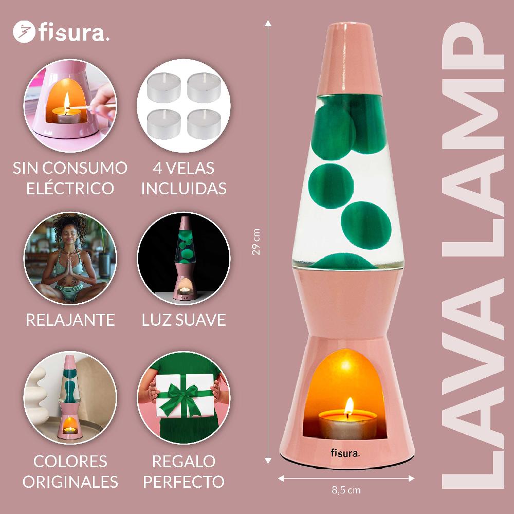 Fisura Lámpara De Lava Vela Verde Y Rosa