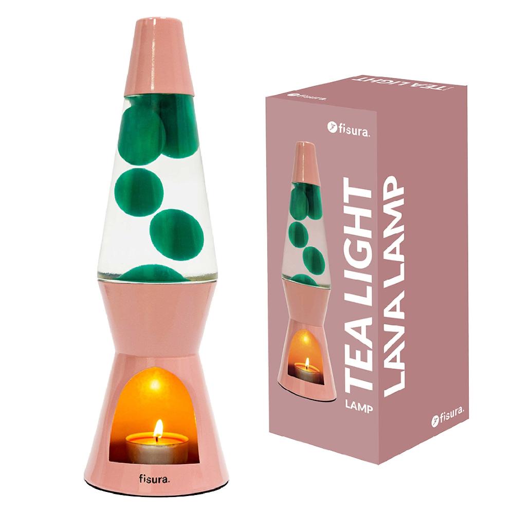 Fisura Lámpara de lava vela verde y rosa