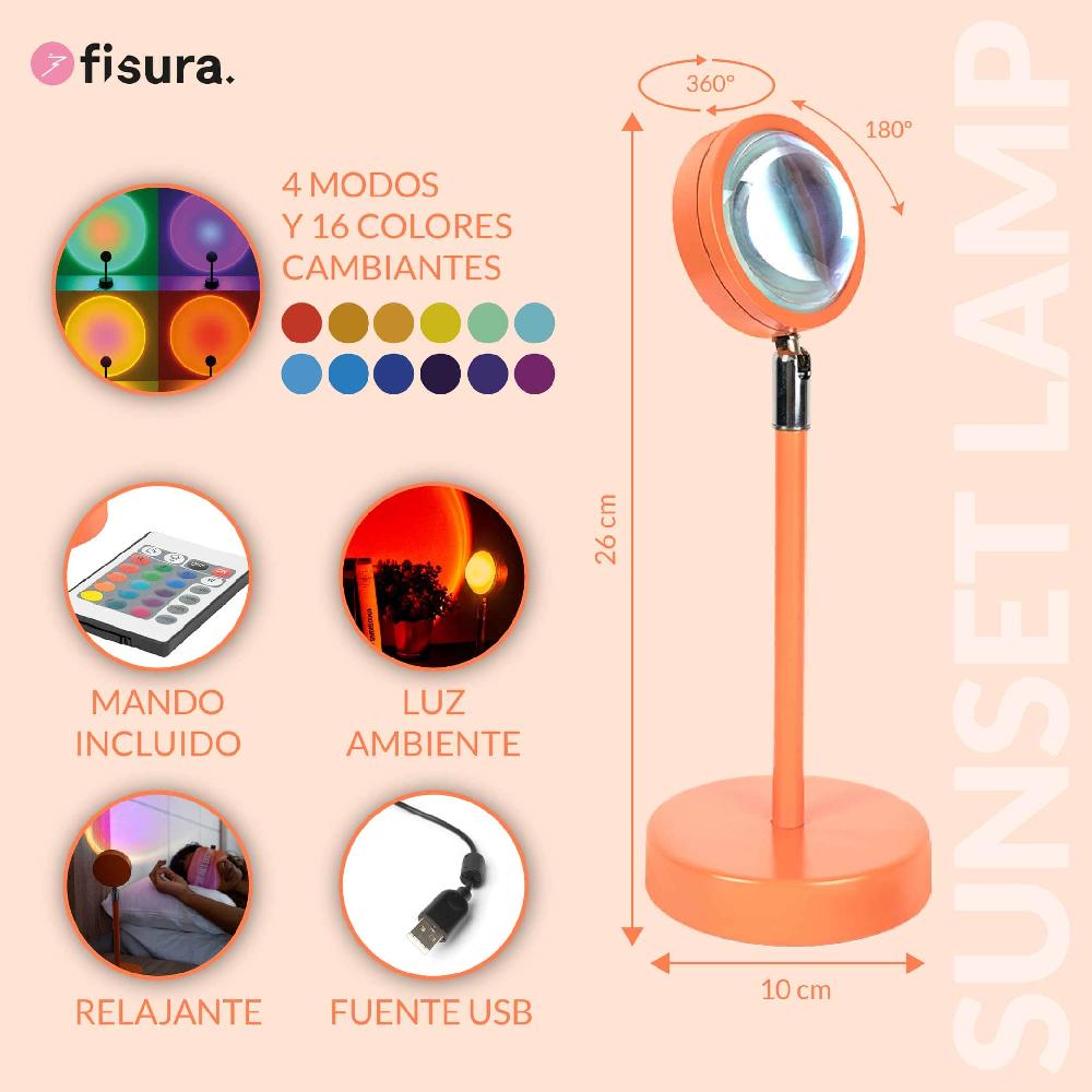 Fisura Lámpara De Mesa "Atardecer" Naranja