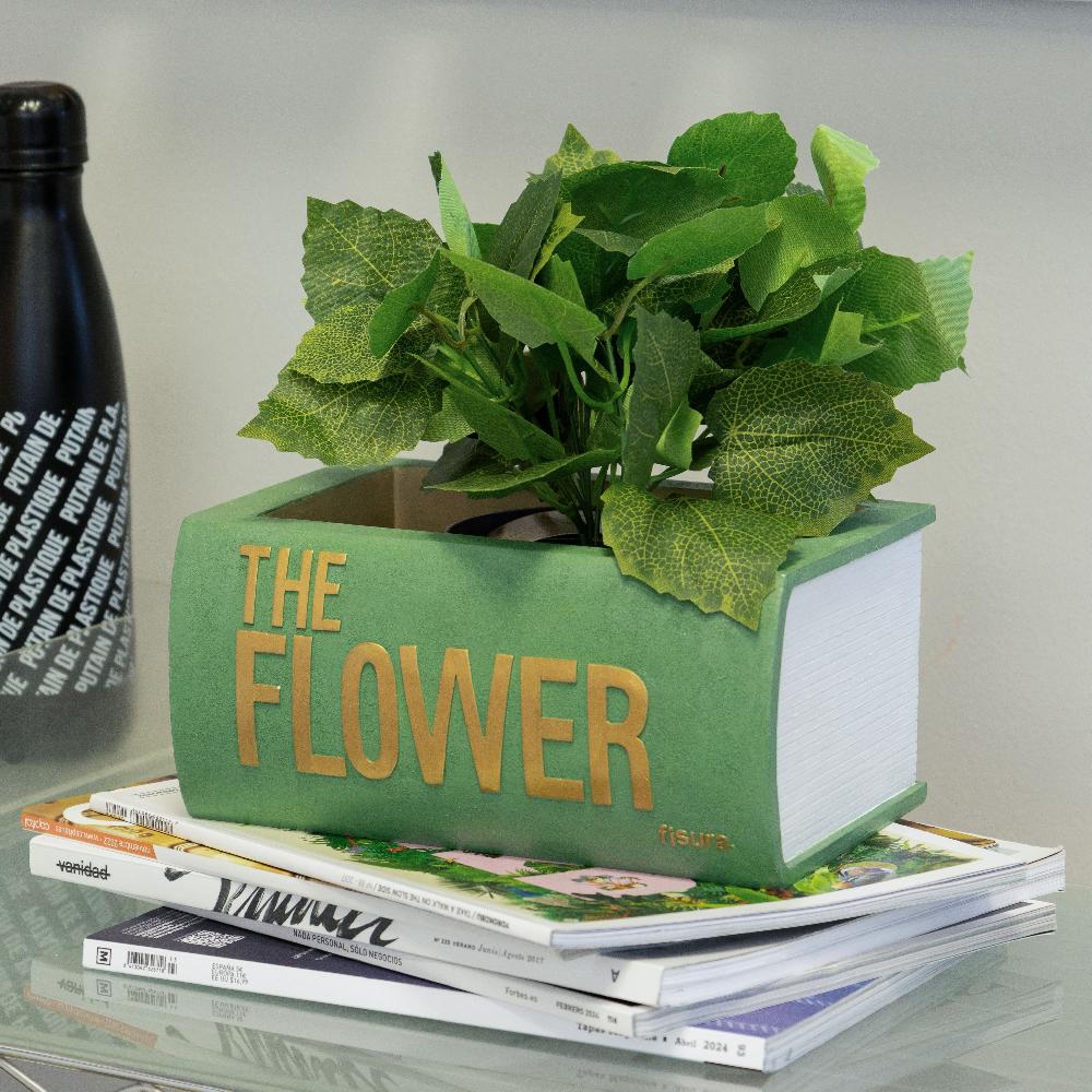 Fisura Macetero Libro "The Flower" Verde