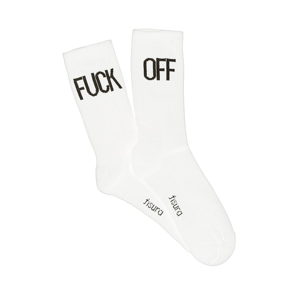 Fisura Par de calcetines chico "Fuck Off" - Blanco