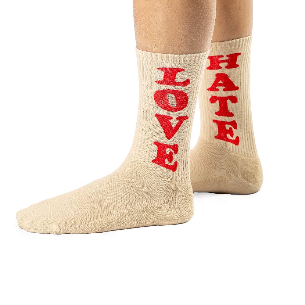 Fisura Par De Calcetines Unisex "Love & Hate" Beige